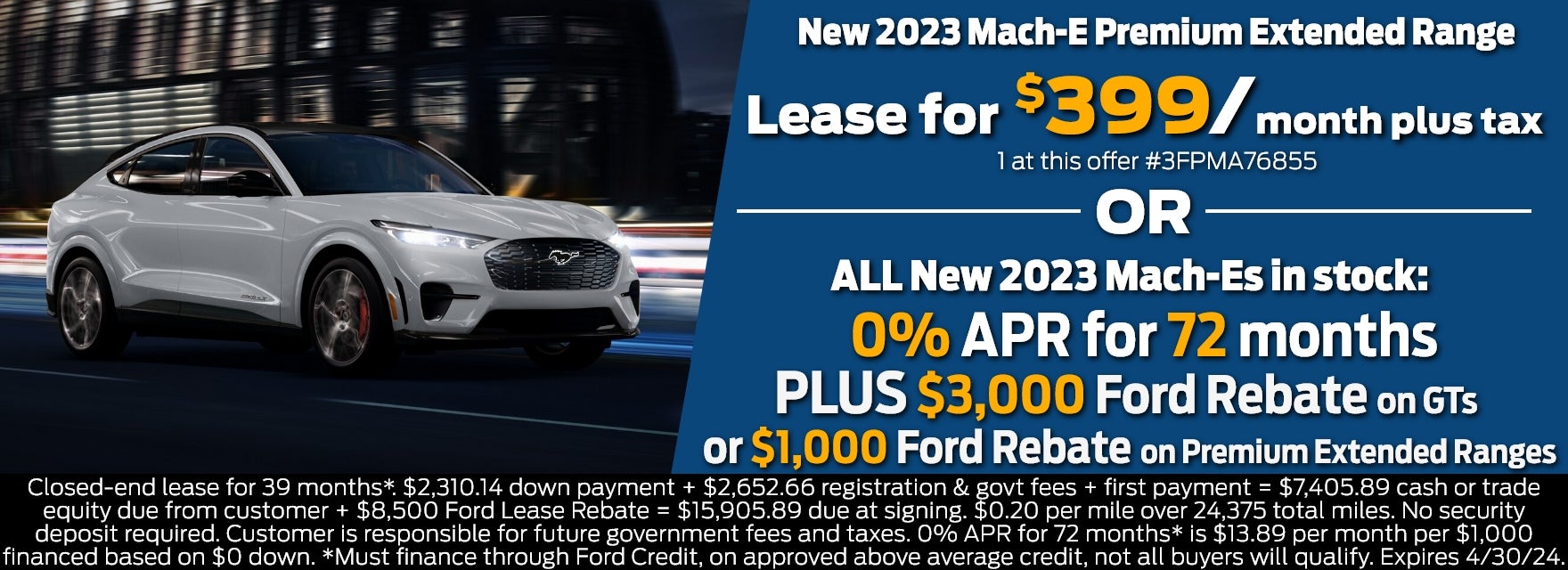 New 2023 Mach-E Premium Extended Range Lease for $399/month